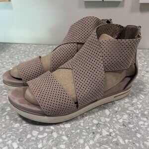 Eileen Fisher Sport @ Platform Perforated Sandals, Earth Tumbled Nubuck 9.5M